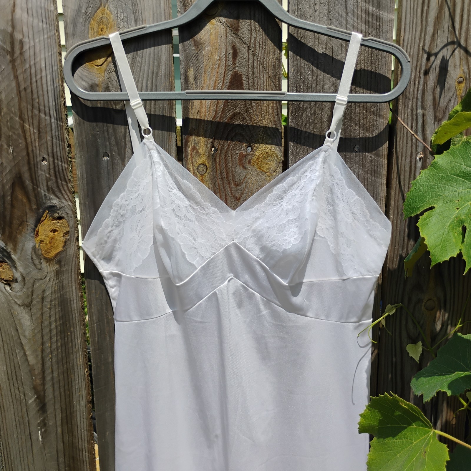 Vintage Sears Sheer White Lace Full Slip Dress Size 38 Medium Midi Length USA