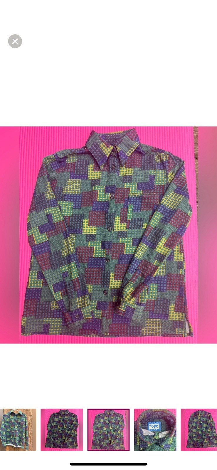 ROMEO GIGLI VINTAGE 1990’s GEOMETRIC PRINT WOMENS SPORTS SHIRT SIZE S