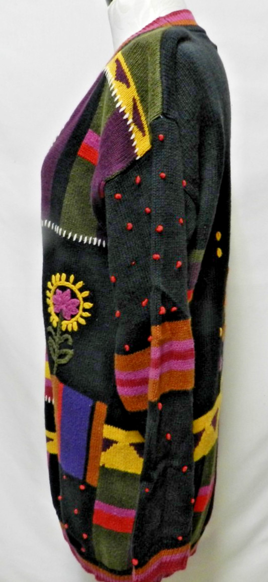 Bonnie and Bill Vintage cardigan sweater Sunflower Oversized Size Sz Medium Md M