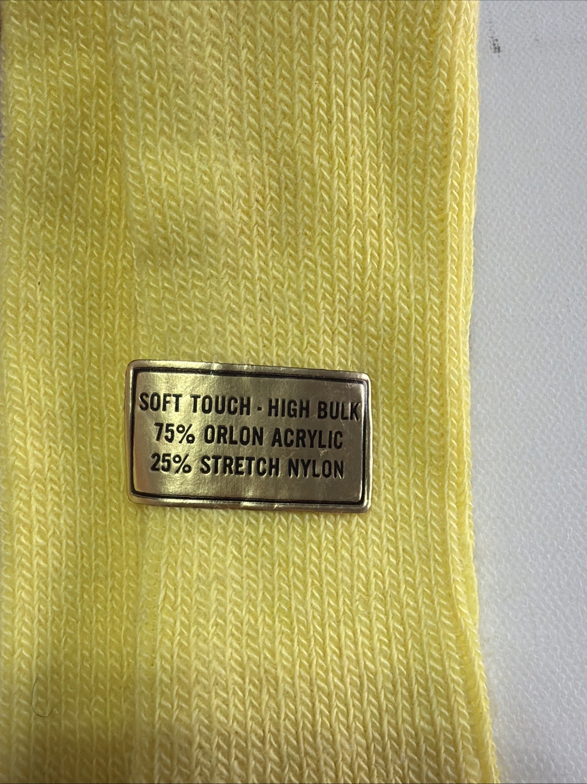 VTG Socks Crew Yellow School Girl Knee High 80s Heavy Bulk Orlon Blend 10-13