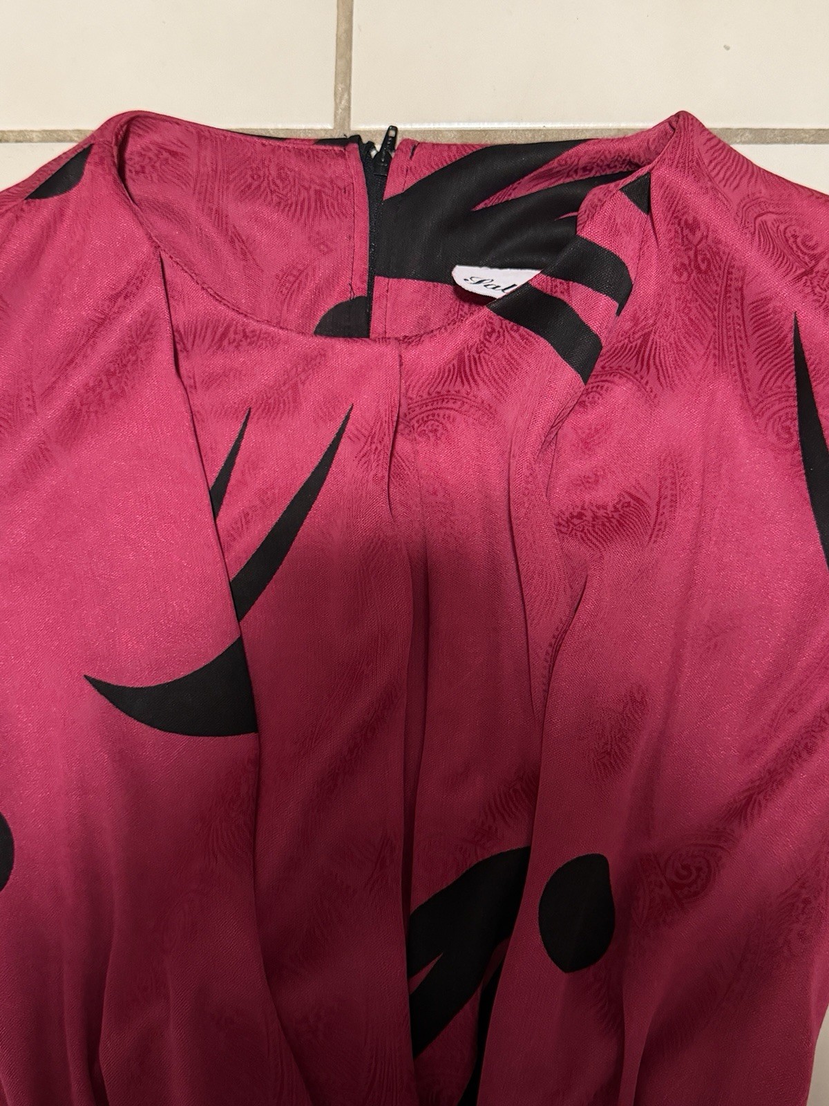 Sally Lou magenta dress Vintage 80s With Belt Size 10