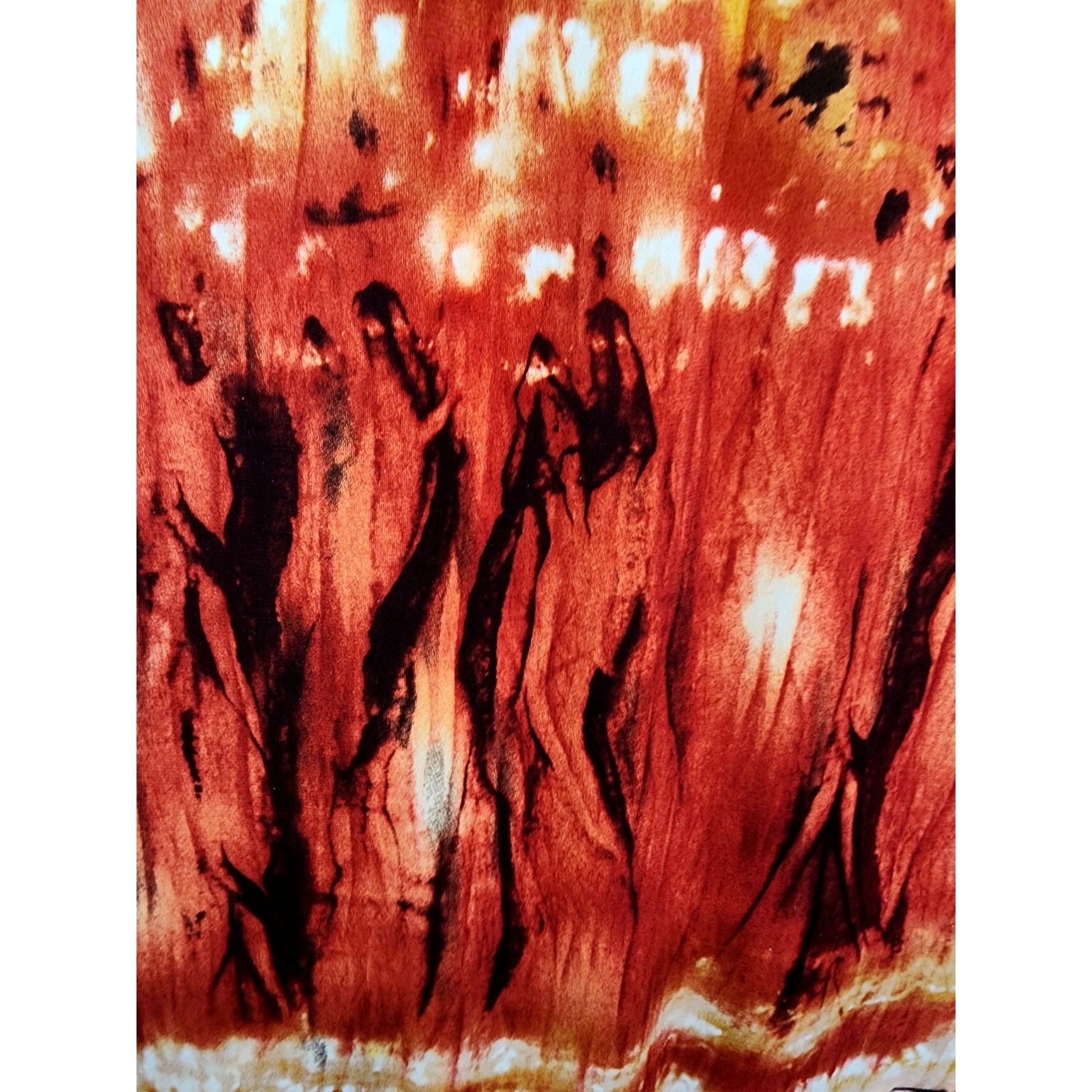 Vintage Y2K Fire Tie Dye Red Rust Brown Tortoise Shell Bead Maxi Dress by BCX