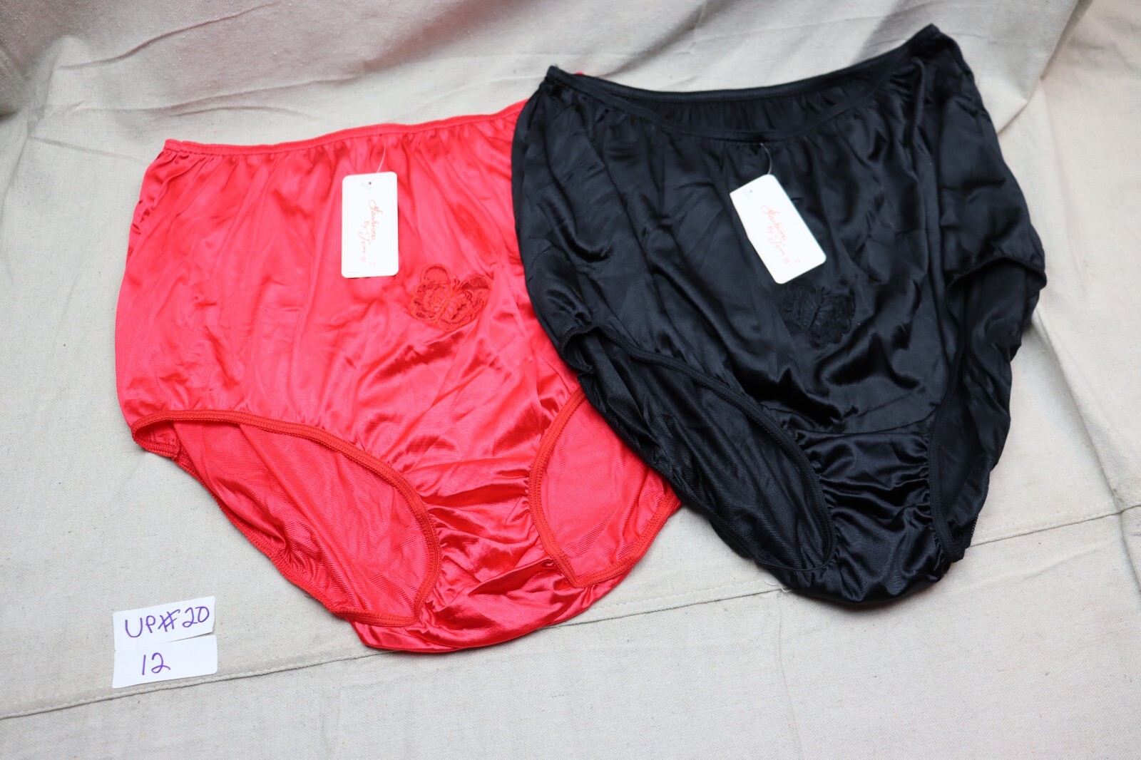Vintage NYLON Panties Fashions By Teri Size 13 RED Black Pin-Up Intimate Retro