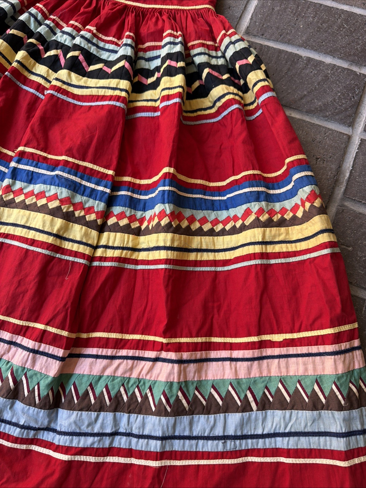 Vintage Seminole Native American Authentic Rare Patchwork Skirt 1950s 40s