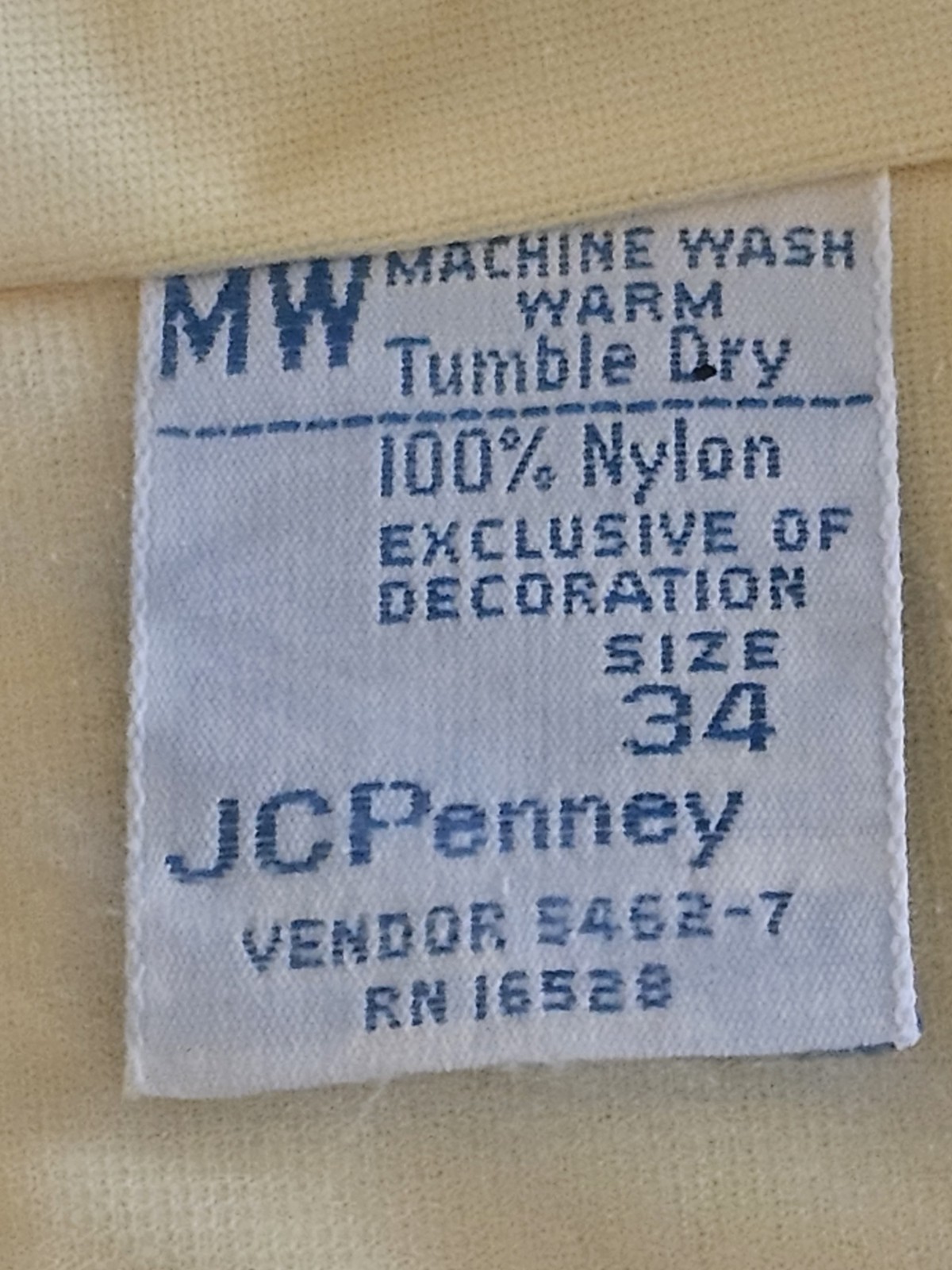 Vtg JCPenney Classic Pajama Set Sz 34 NOS 100% Nylon Antron III Yellow Tricot