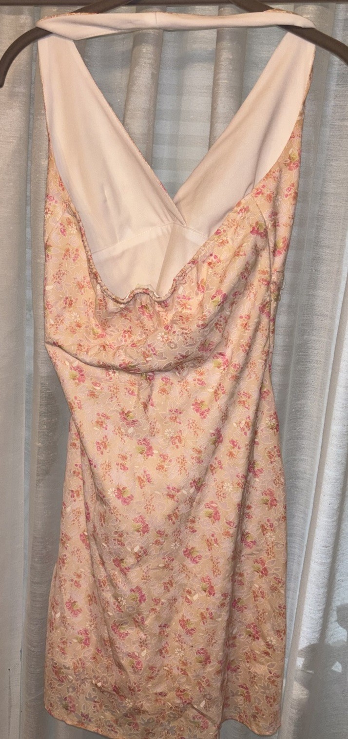 2 Vintage Taboo Brand Dresses One WAVY blue And One Cram With Pinkish Flowers