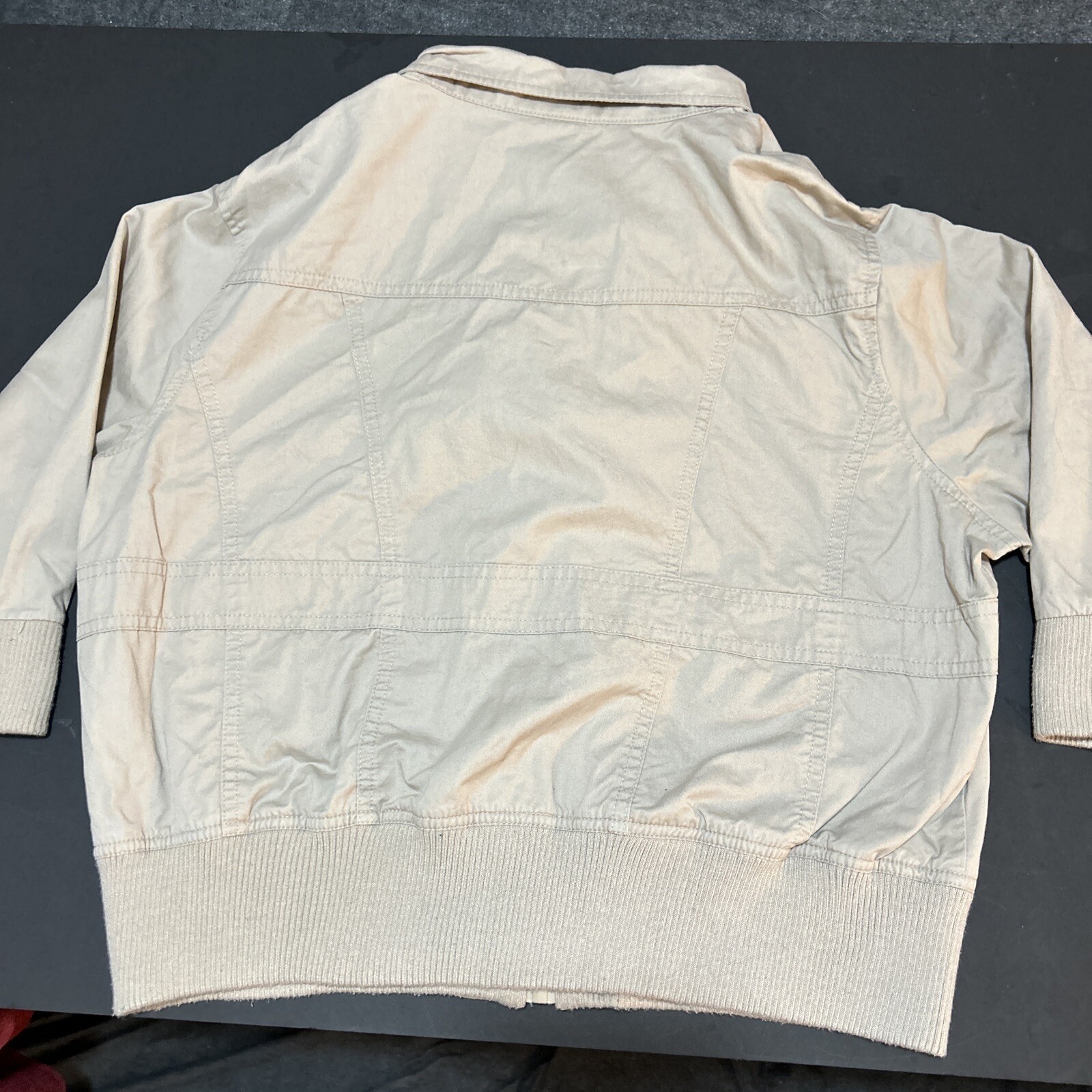 Rue21 Beige Short Cropped Jacket 3/4 Sleeve Size XL 6 Large Buttons Two Pockets