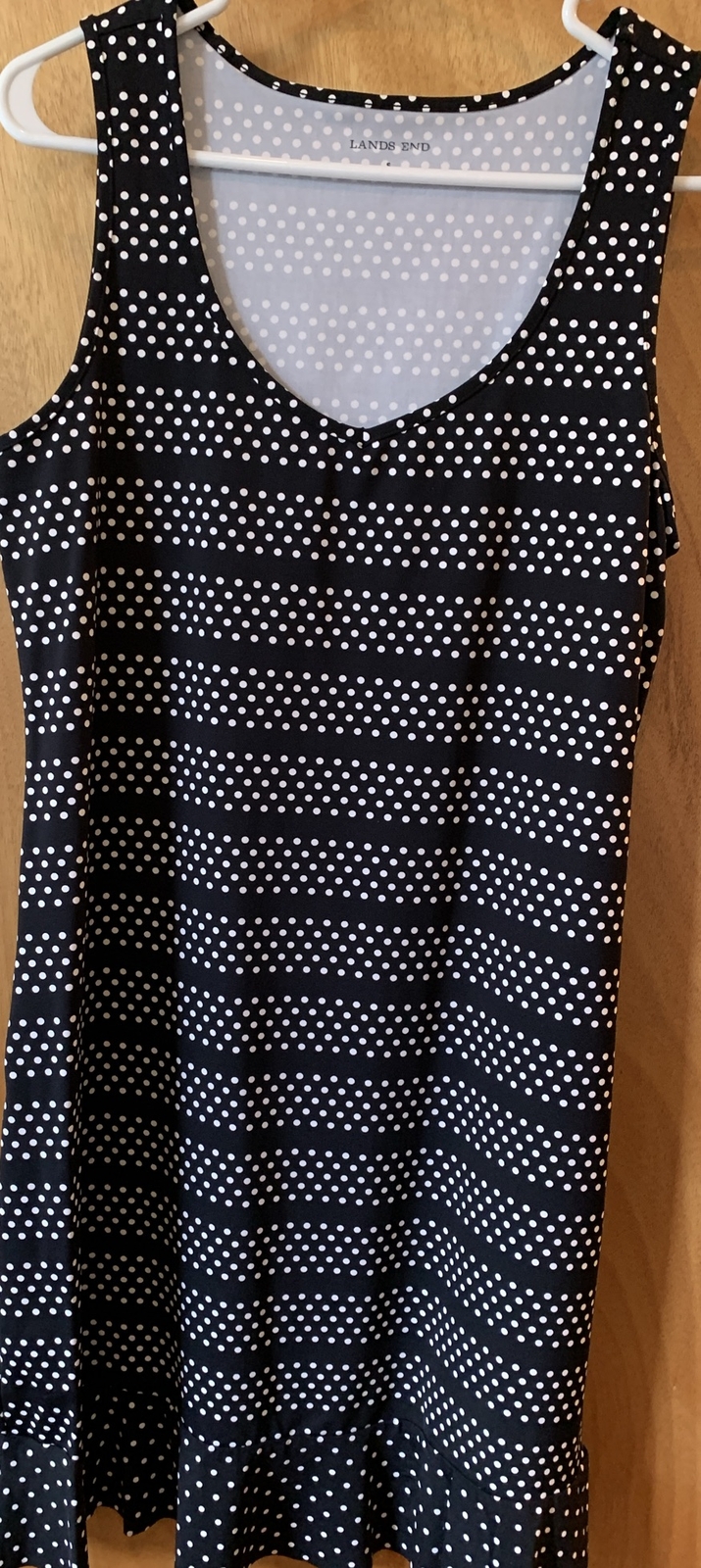 Vintage Retro Y2K LandsEnd Dress Sleeveless Black&White Ruffle Bottom Size Small