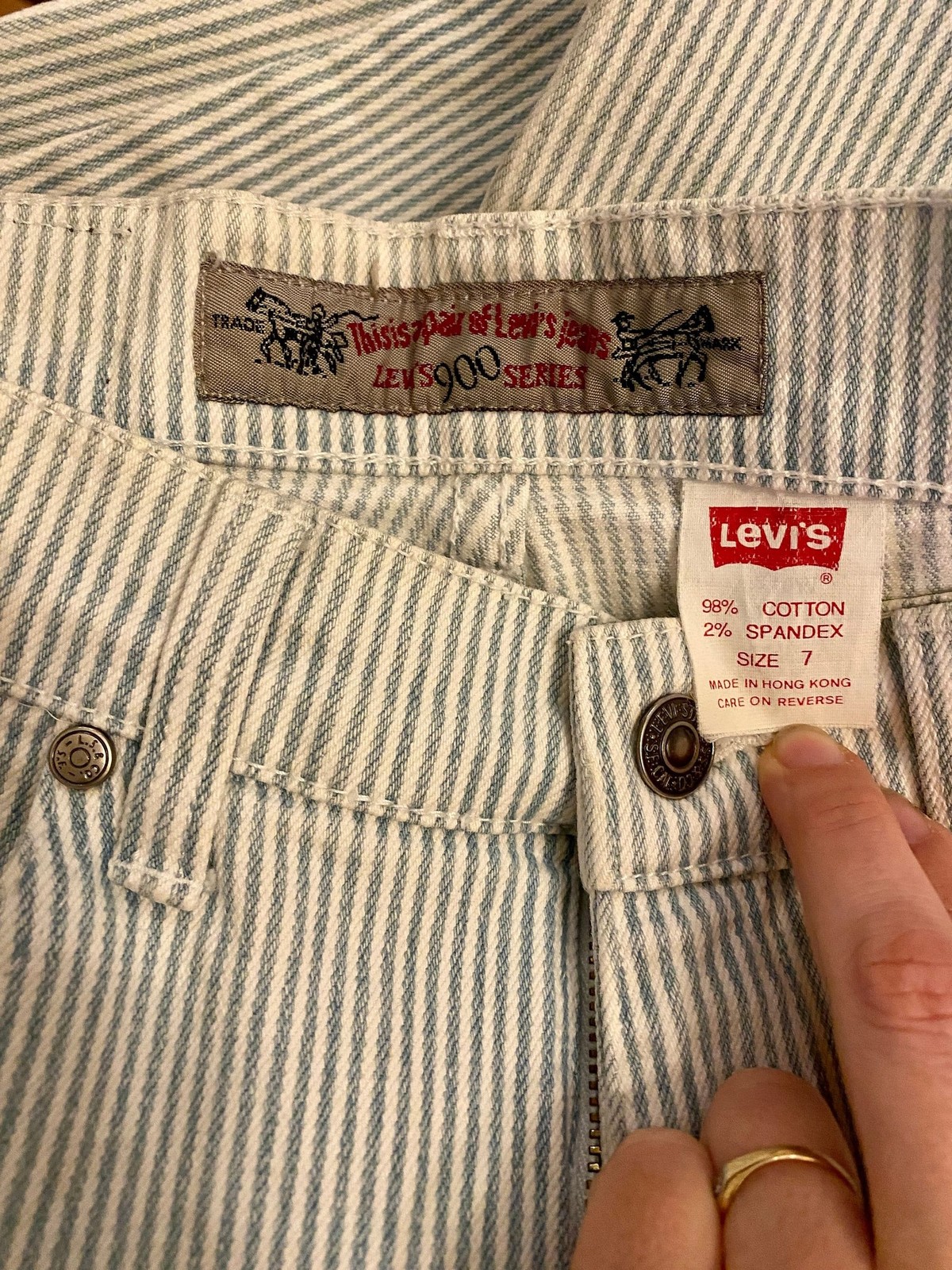 80s Levis Hickory Stripe Jeans: Vintage High Waist Tapered Denim