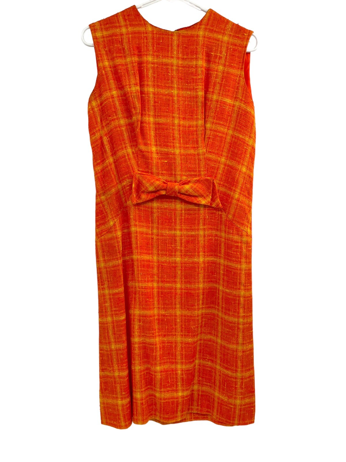 Vintage Stacy Ames Tweed Windowpane Sheath Dress Burnt Orange size 14