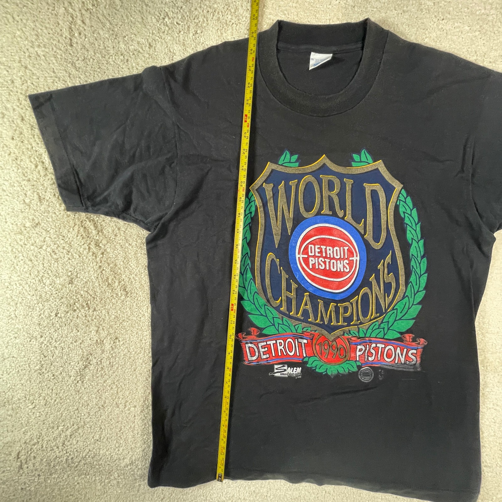 Vintage 1990 Detroit Pistons World Champions Single Stitch T-shirt Sz XL Salem