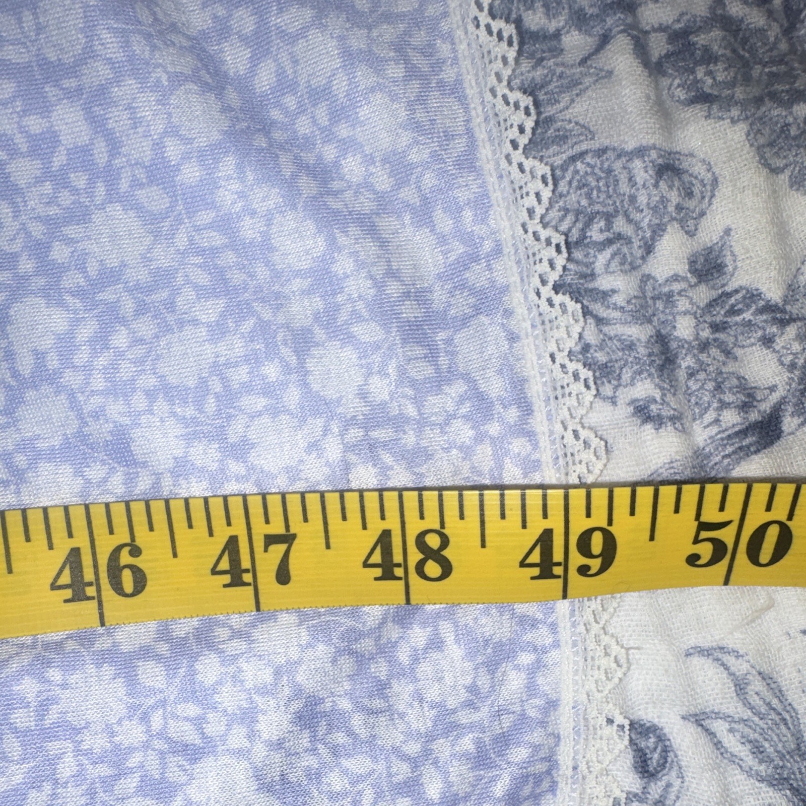 Lorraine Vintage Blue Floral Lace Trim Nightgown Size L 091590