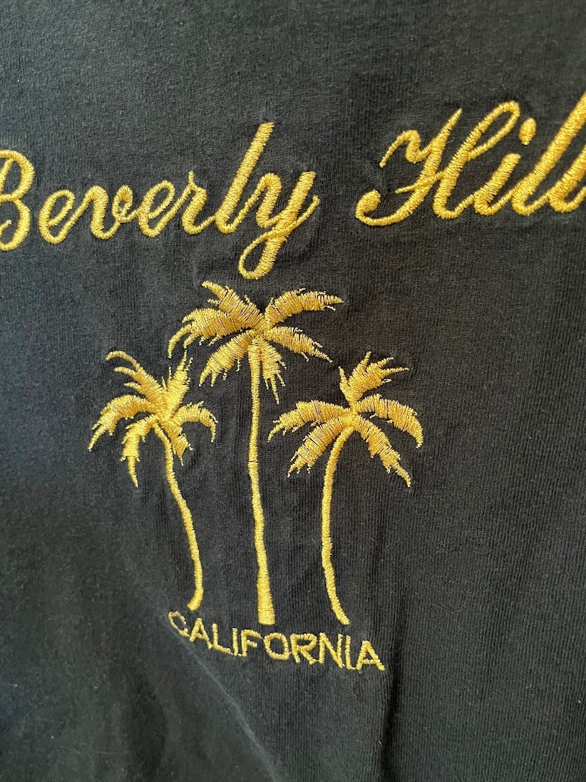 Vintage Beverley Hills California T Shirt Medium Black Short Sleeve Palm Trees