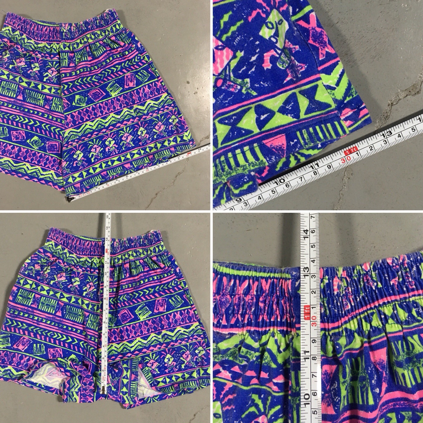 Vintage Meta Sport Shorts & Crop Top 80s Neon Geometric 1980s Size L runs small
