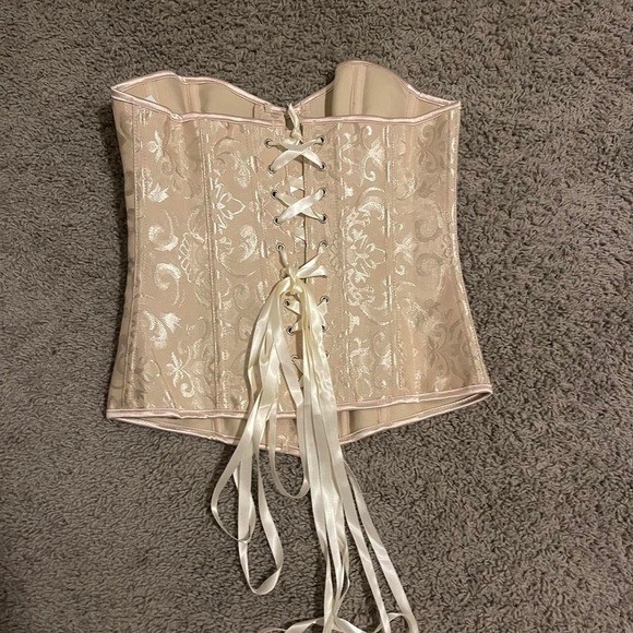 Corset Top Coquet Crème Lace Ribbon Regency Bridgerton Renaissance Y2K