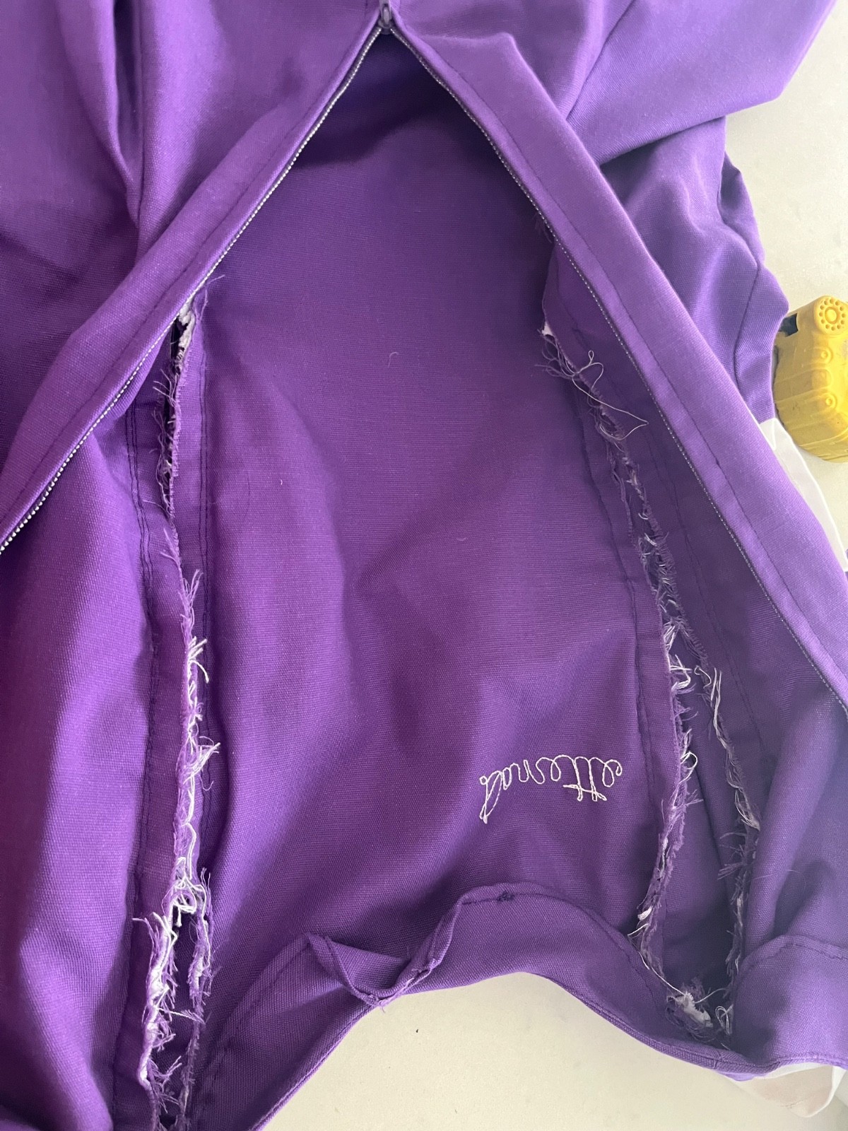 Vtg 1960s Waitress~French Maid Uniform Purple Authentic Embroidered Danette XS