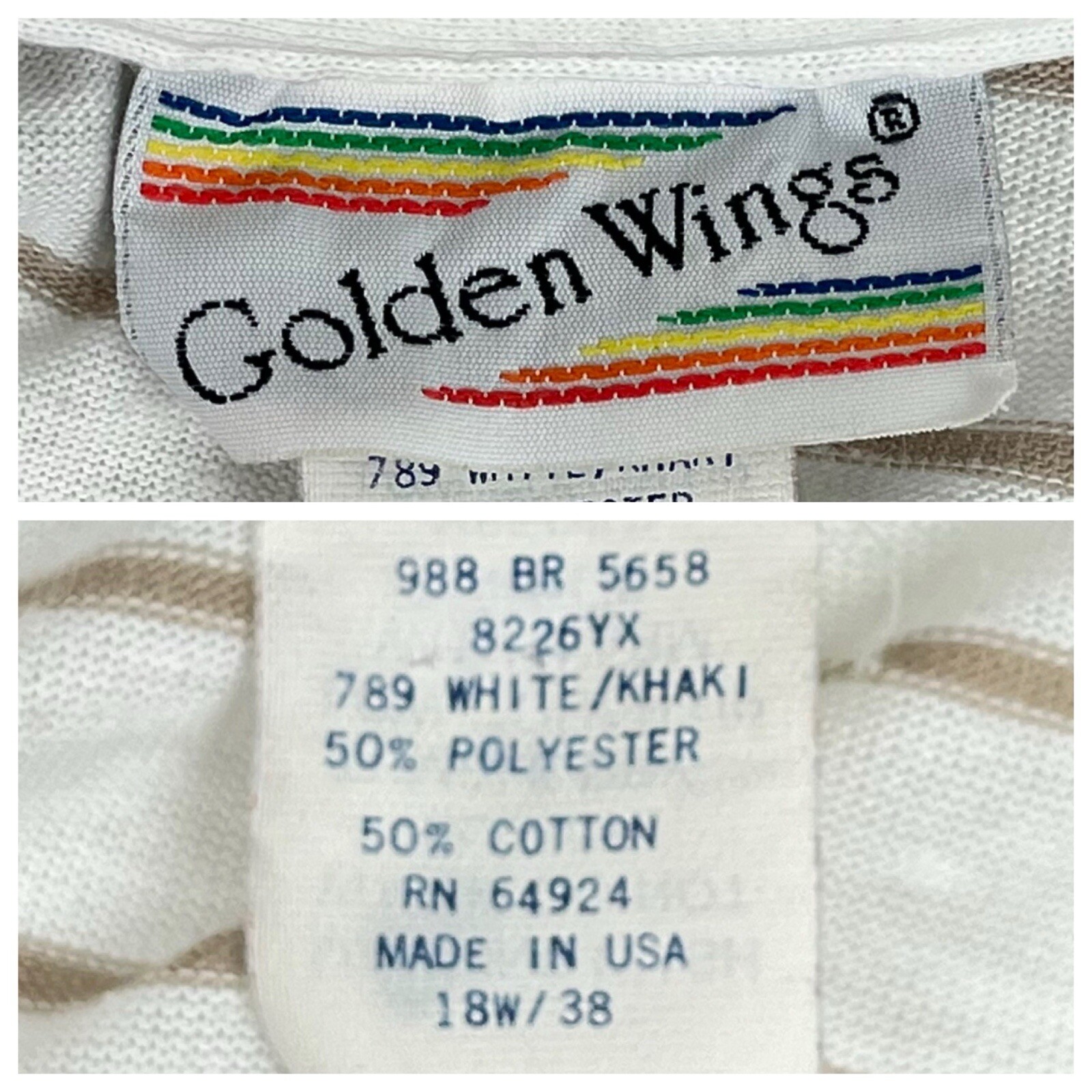 80s Vintage Golden Wings Short Sleeve Polo Shirt Sz Large Preppy Country Club