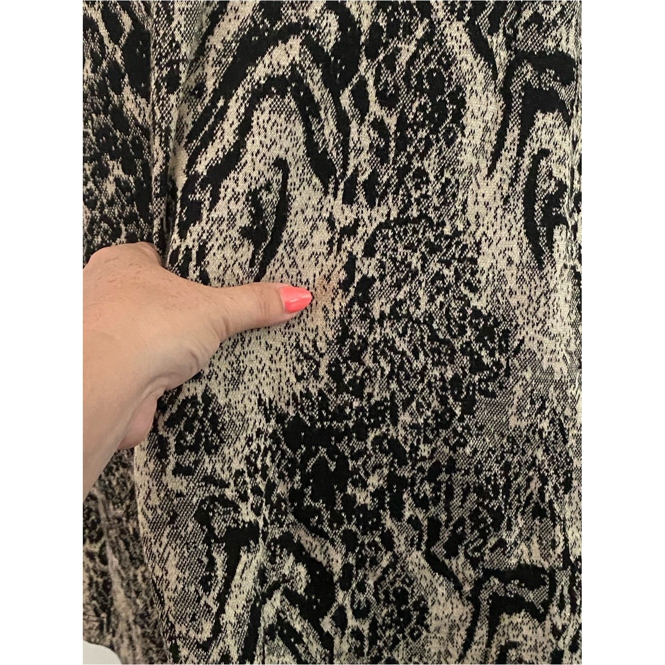 Roberto Cavalli Vintage Black Cream Snakeskin Wool Long Sleeve Dress Medium