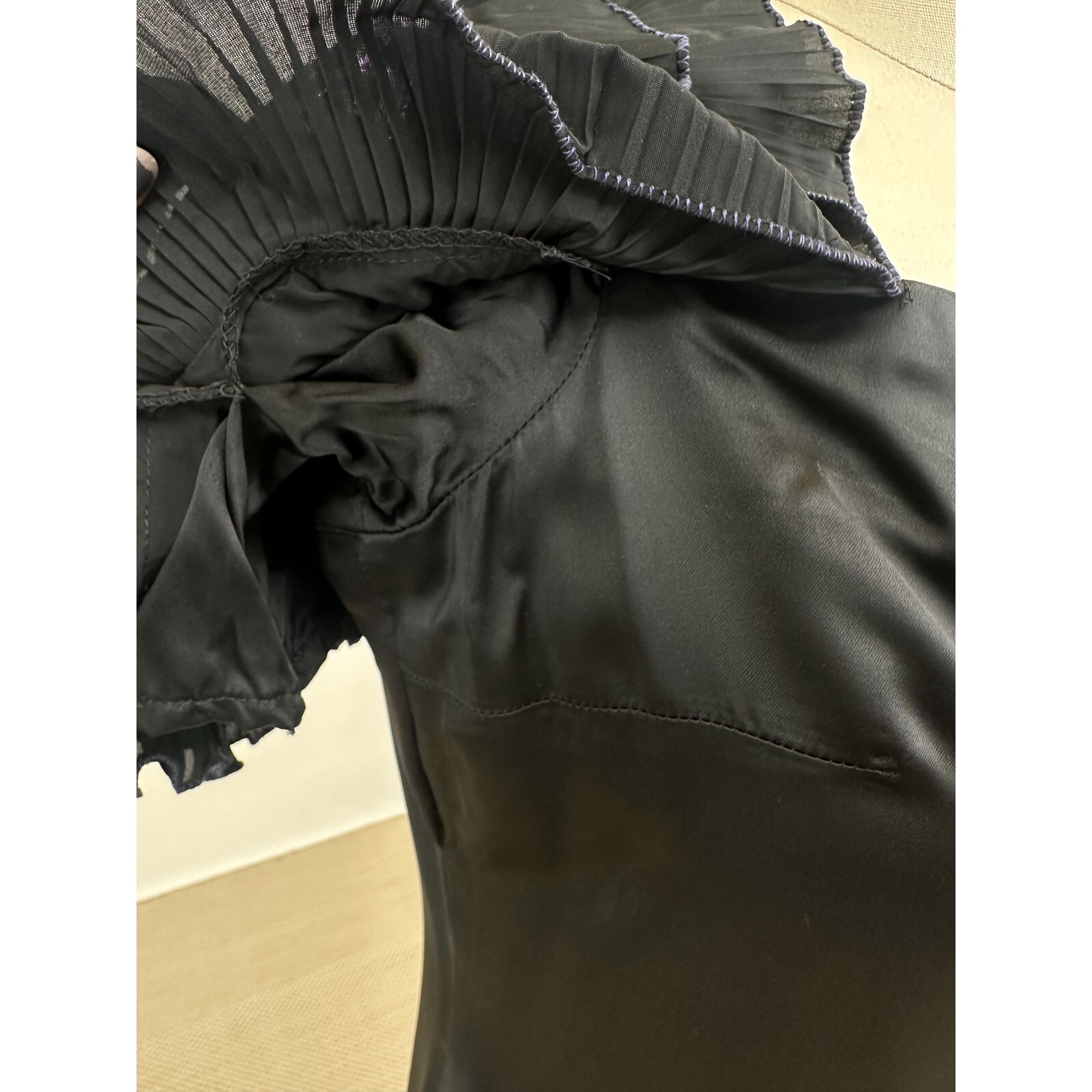 Vintage 1980s Designer Zandra Rhodes Black Dress with Elaborate Ruffle Details