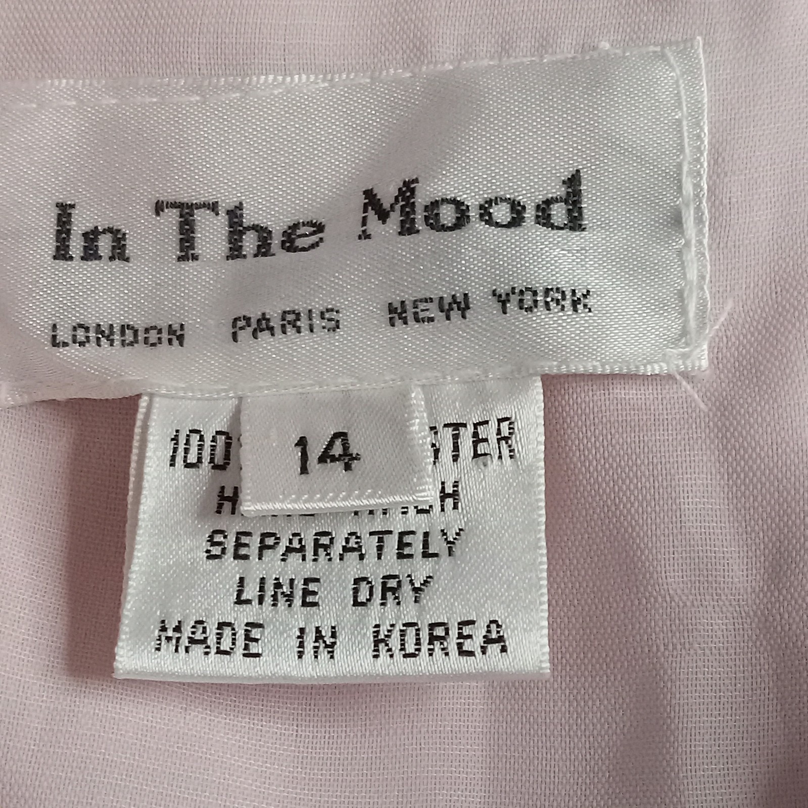 In The Mood MOB Dress 14 Pink Jacquard Belted Crocheted Pleated Vtg 80s EUC