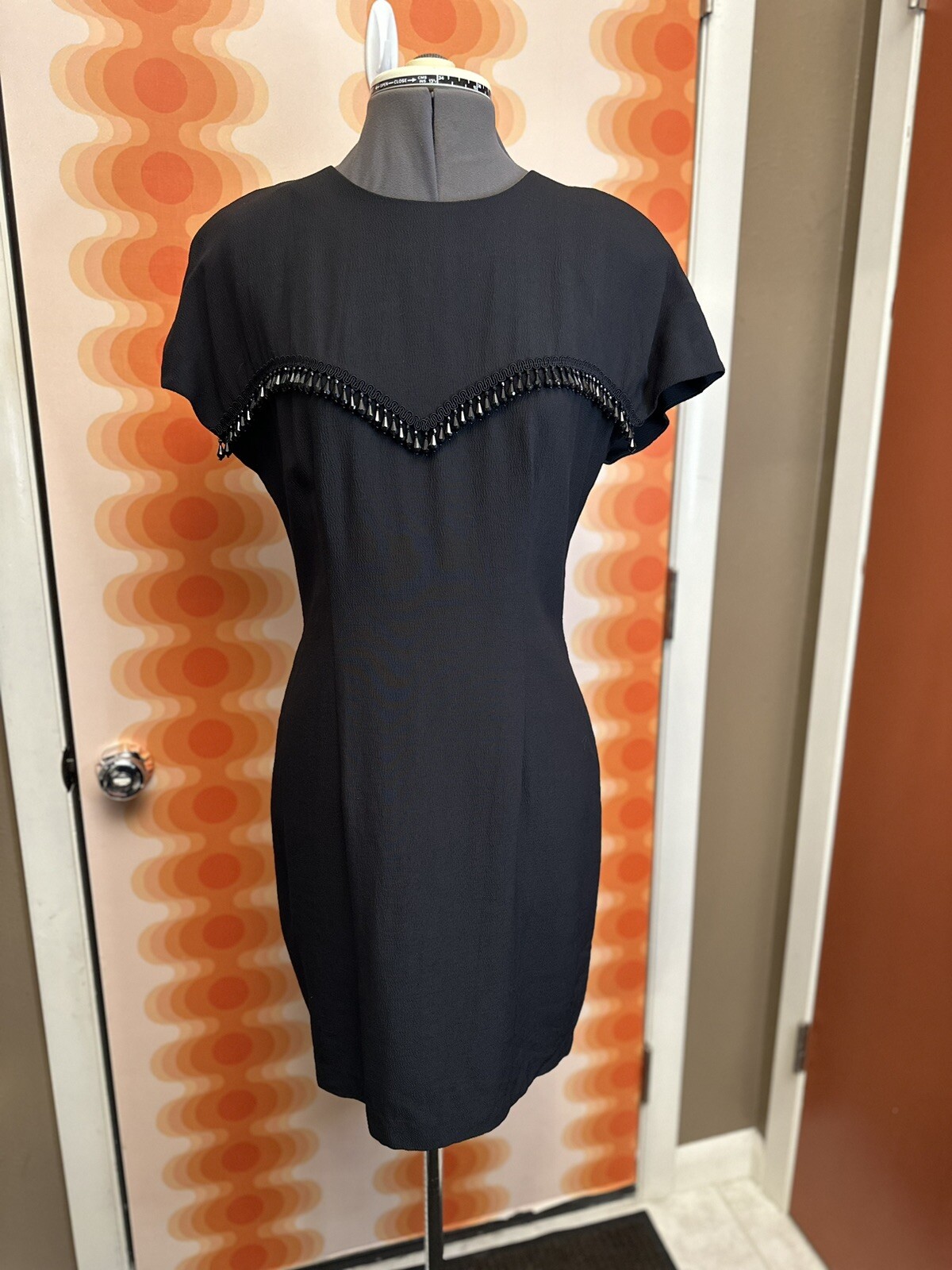Vintage Little Black Dress Donna Ricco Size 8 Beaded Details