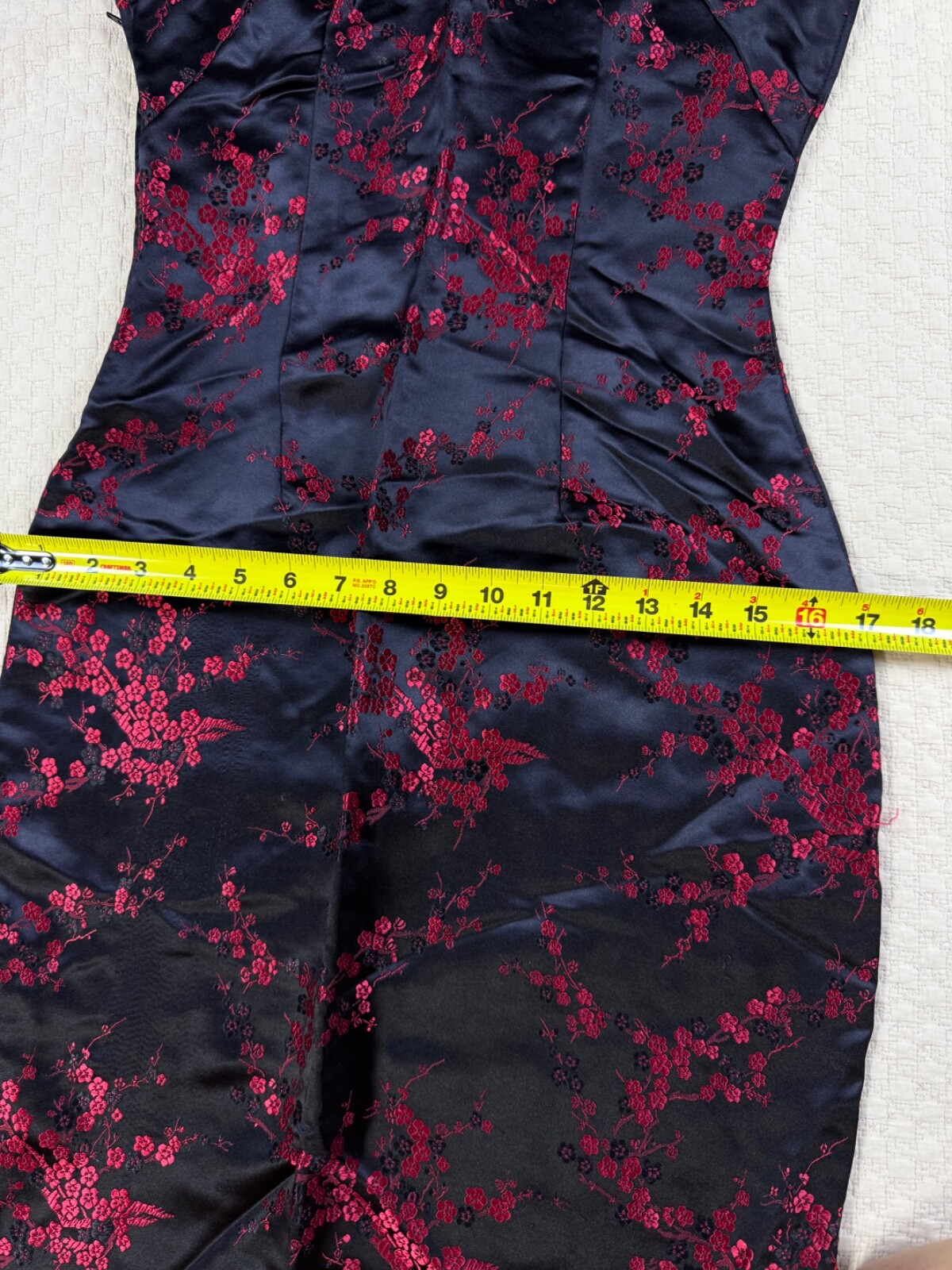 Vintage Traditional Cocktail Dress 1970s Asian | Black and Red | Size 36 Small
