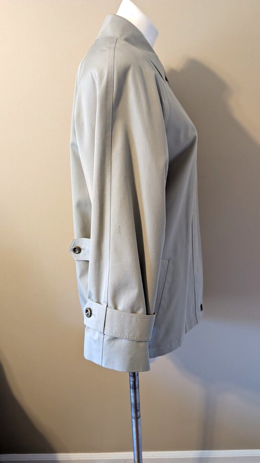 Vtg 80s ETIENNE AIGNER Wool Lined Sage Cotton Blend Zip Jacket Coat Size 6 Reg