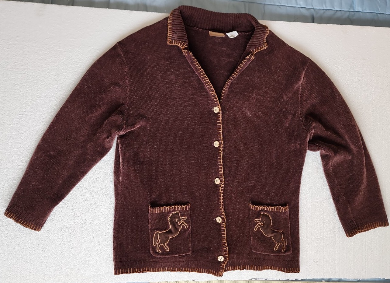 VTG Chenille Cardigan Wrangler Western Women Sz2XL BIG&TALL jacket coat sweater