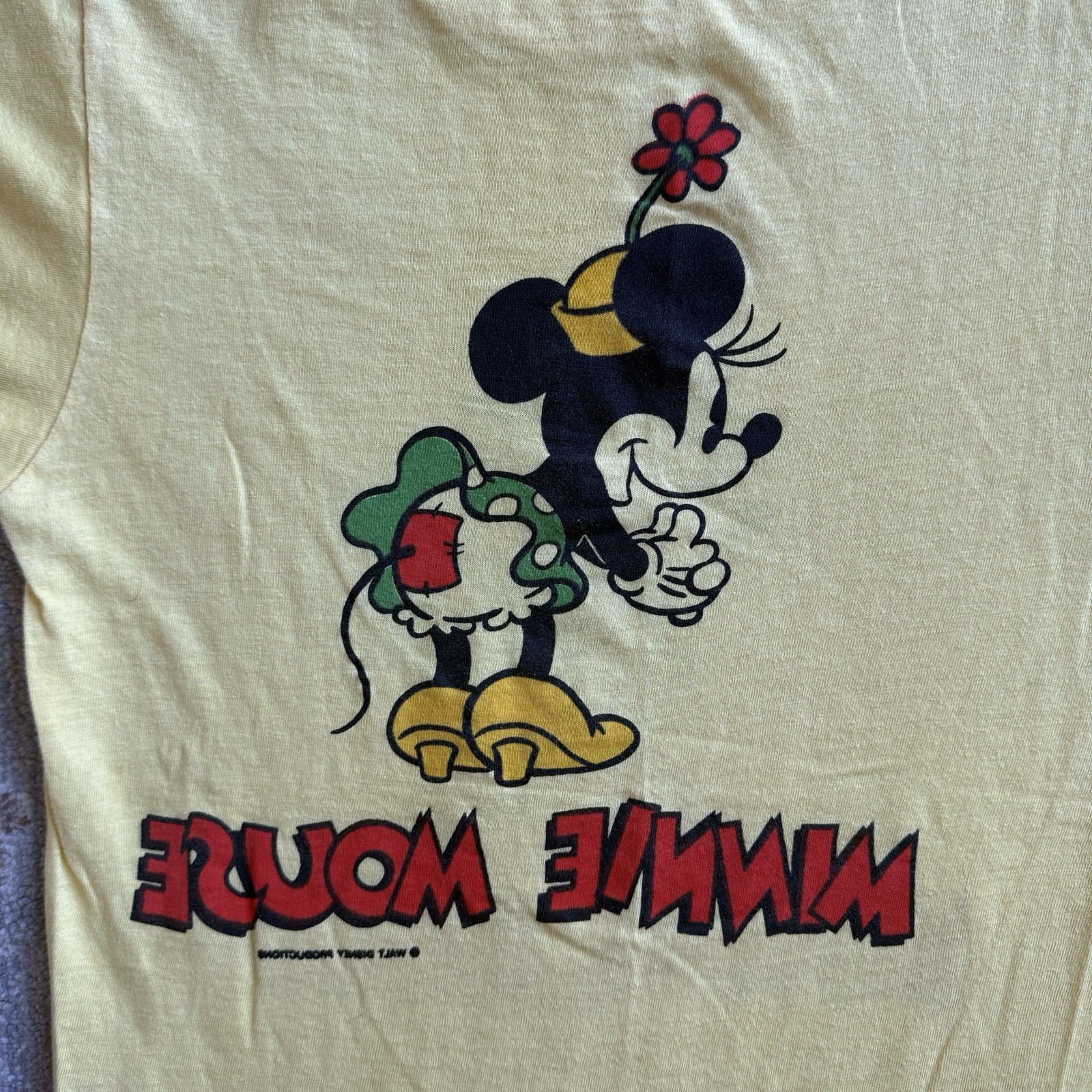 Vintage 70’s Minnie Mouse Double Sided Tropix Togs T Shirt Baby Tee Sz Small USA