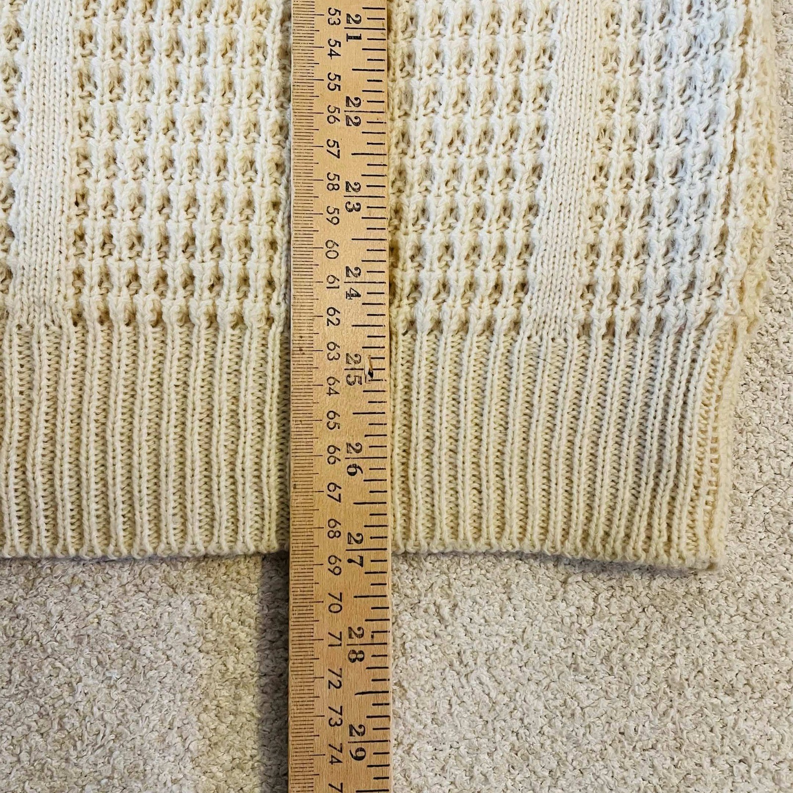 Vintage Saturdays Cream Knit Crew Neck Sweater Medium Acrylic Pullover 80s 1988