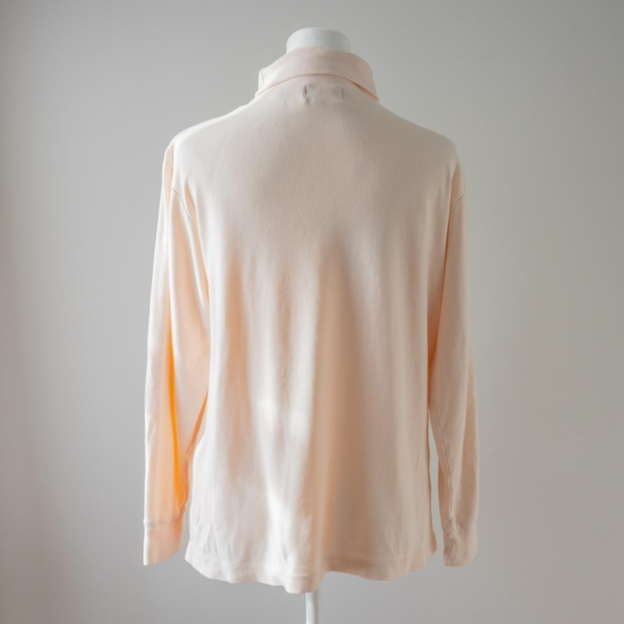 Vintage Cotton 80s Muted Pastel Pink Cream Turtleneck with logo emblem applique