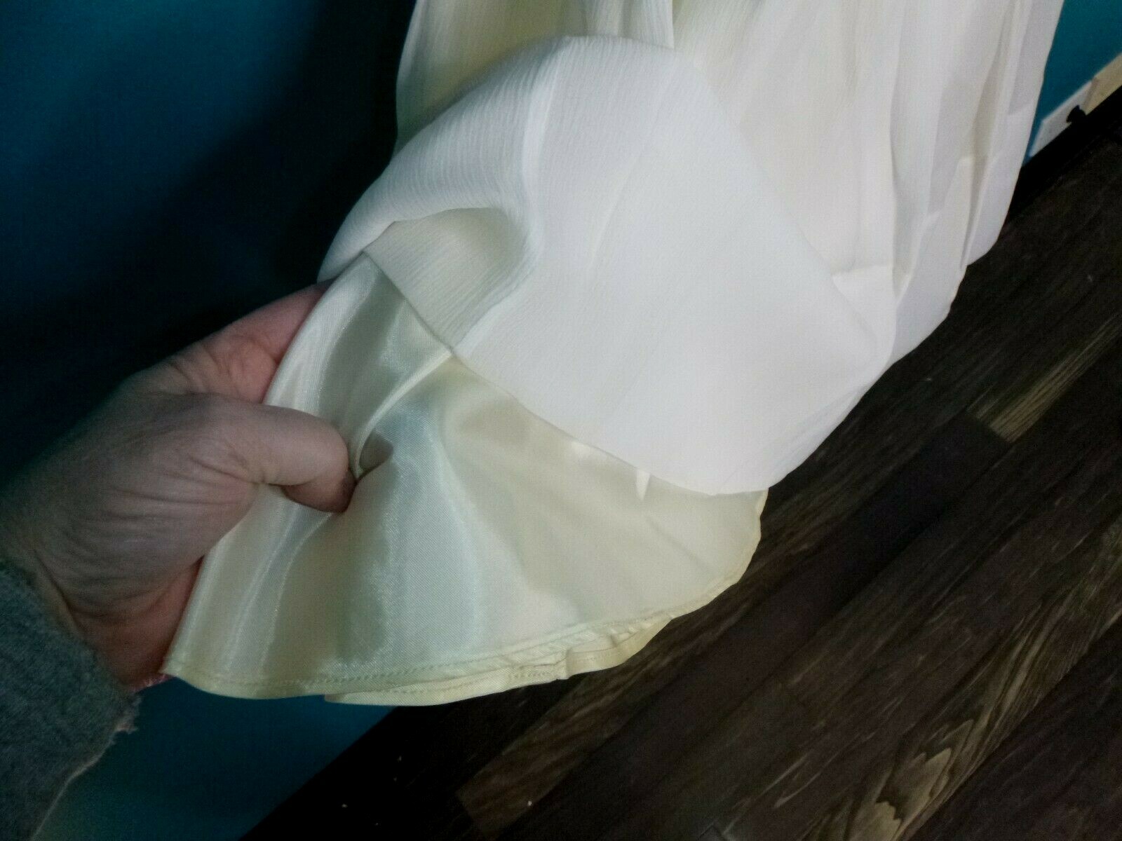Vtg 60s Party Dress Gold Metallic Floral Bodice & Belt Cream Chiffon Skirt Sz 13