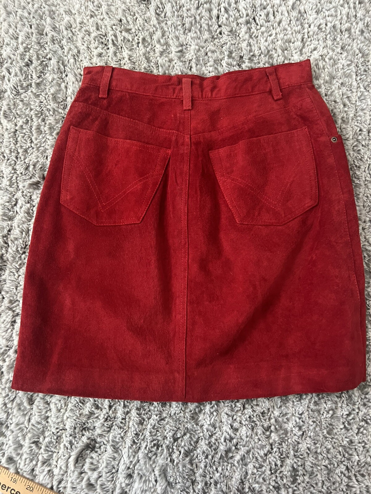 Crazy Horse 100% Leather Skirt Red Size 9/10 Vintage