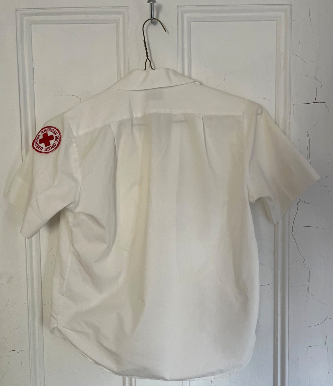 Genuine 1940s American Red Cross Nurse’s Aide Uniform w/ Pinafore, Blouse, Pin