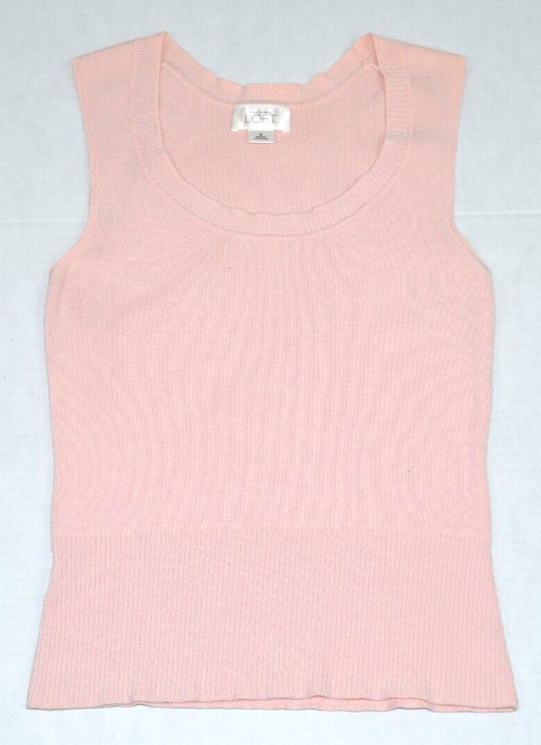 Vintage Sleeveless Top Ann Taylor Loft S/M 90s Pink Soft Stretch Rayon Blend