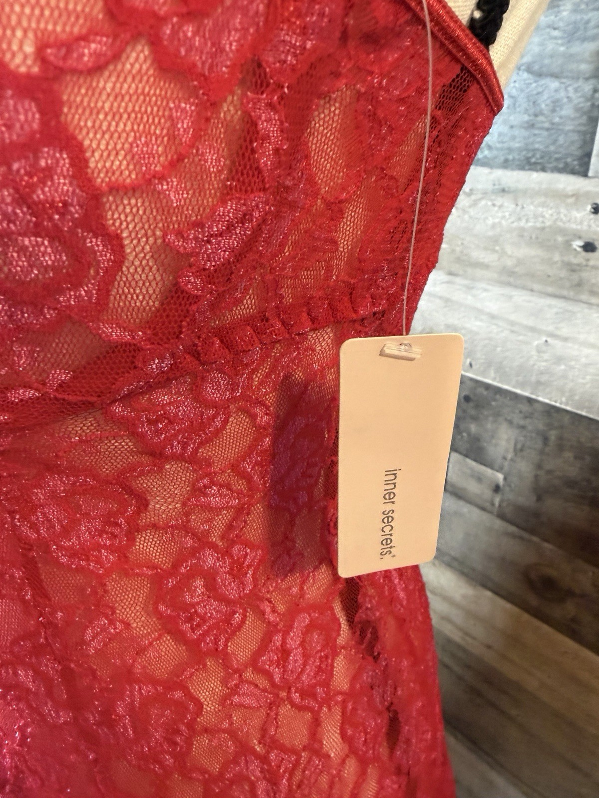 Vtg Red Bow Ruffle Bra Top Babydoll Dress Lace Stretch Lingerie Small New