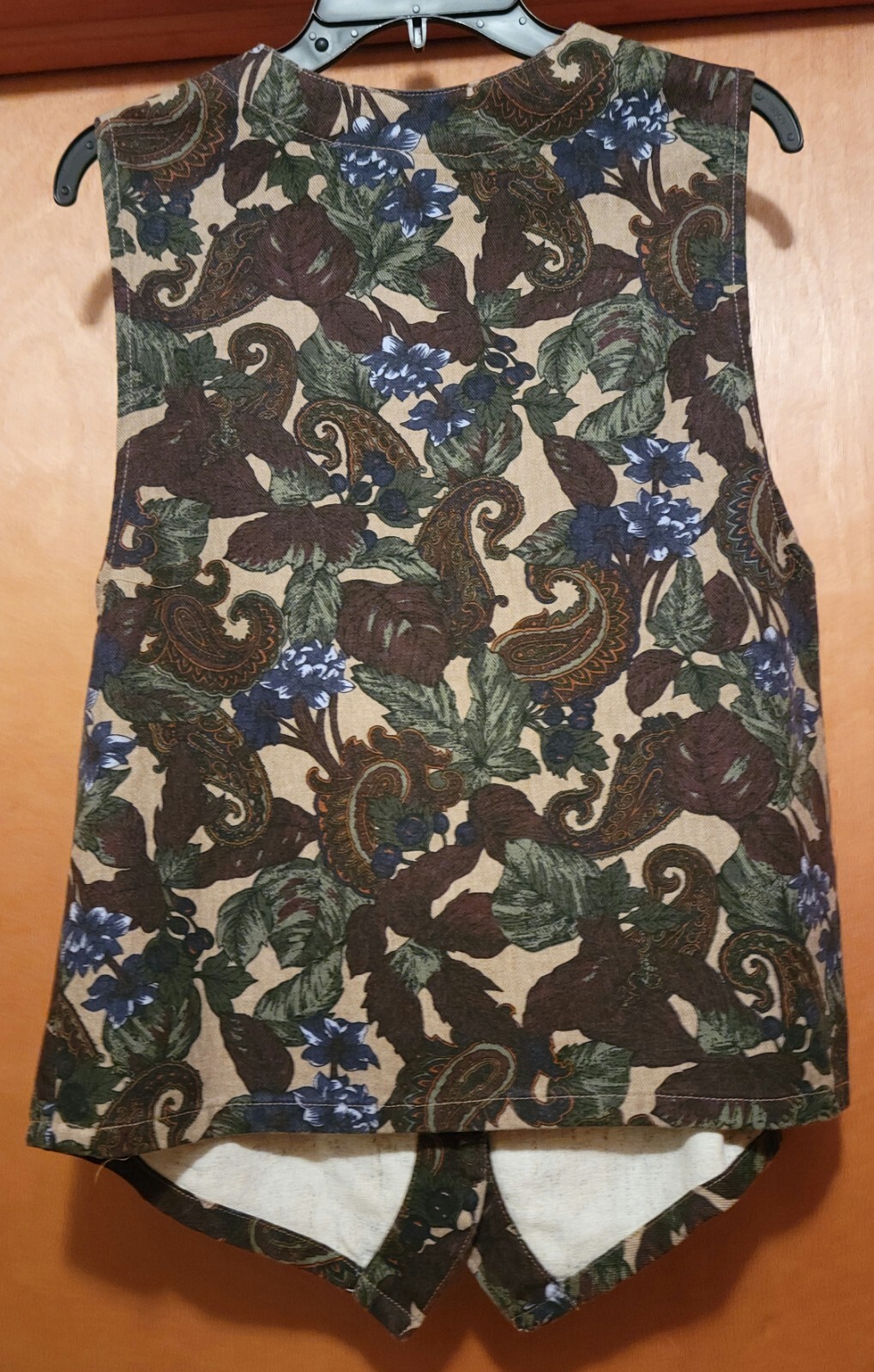 Vintage Northcrest Women’s Button Fashion Vest Floral & Paisley Cotton Twill-M/L
