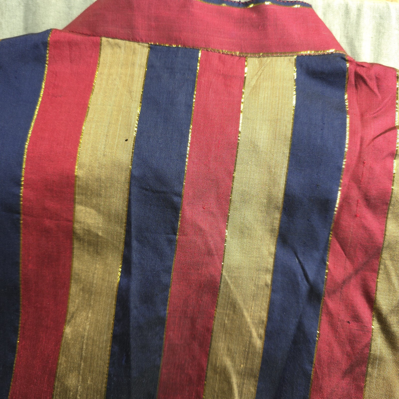 Vtg THAI SILK 3 pc Set Long Skirt, Long Sleeve Blouse, & Pants Gold, Red, & Blue