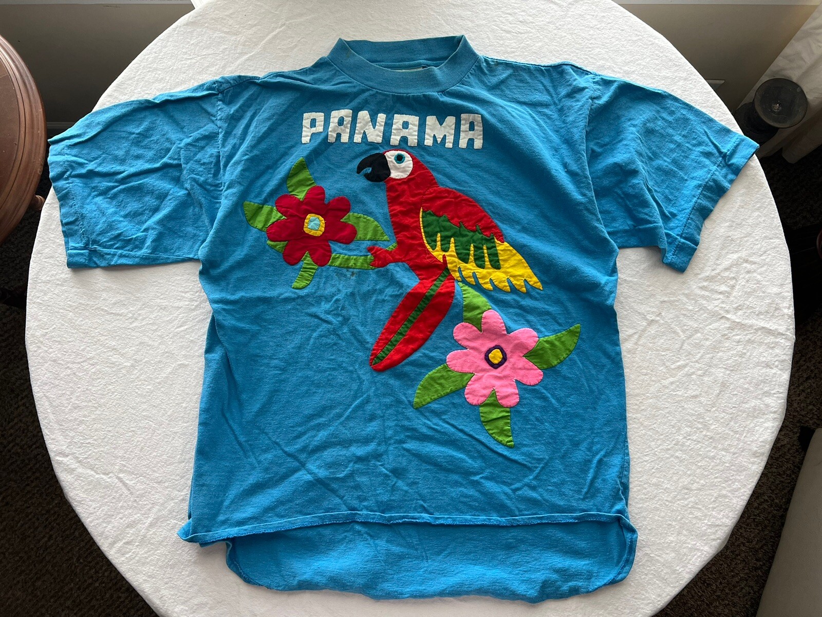 Vibrant, Authentic, Vintage Panama Parrot And Floral Shirt (fits L)