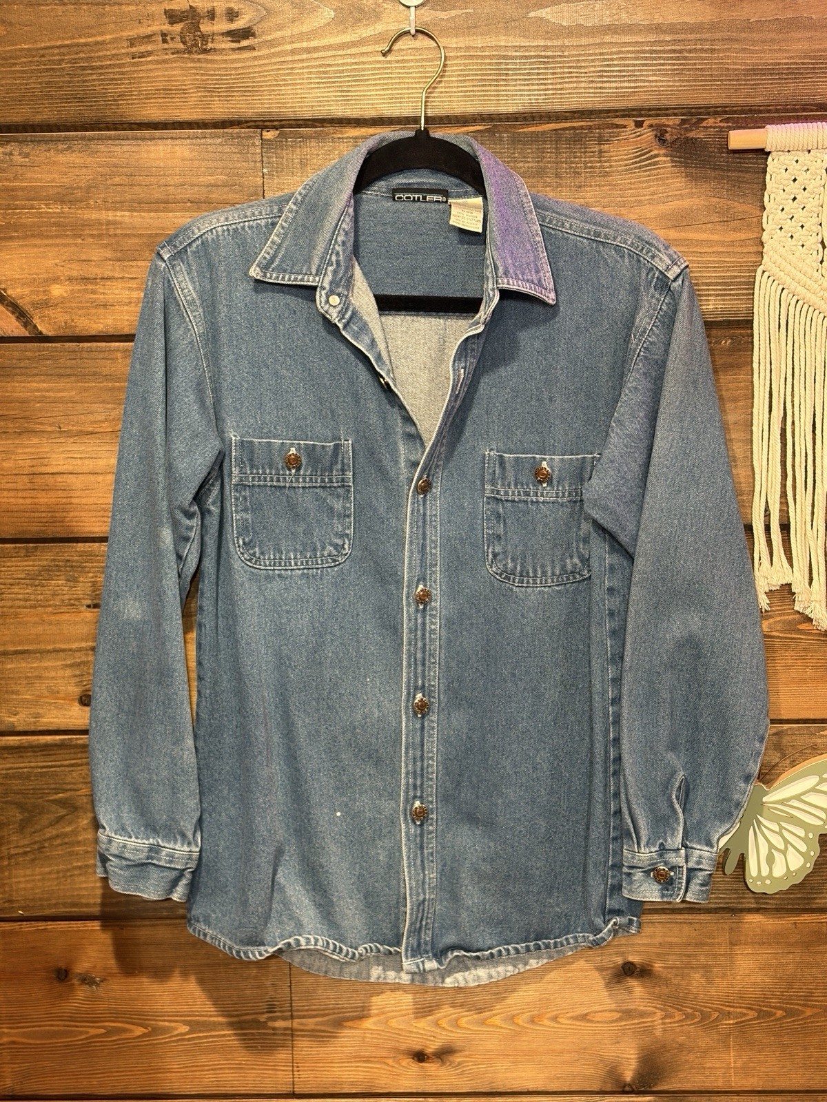 Vintage COTLER Denim Shacket Small Medium Wash Cotton Trucker Shirt Jacket
