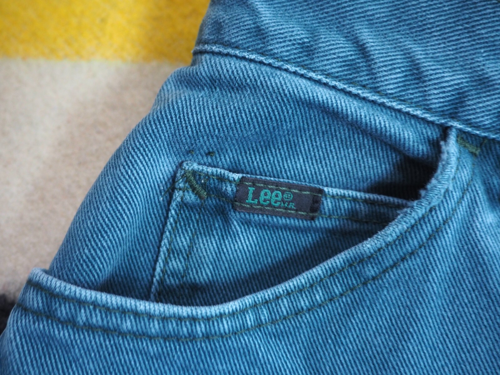 VTG 80s 90s LEE Spruce Green Teal USA High Waist Mom 27×26 Jeans Pants Womens