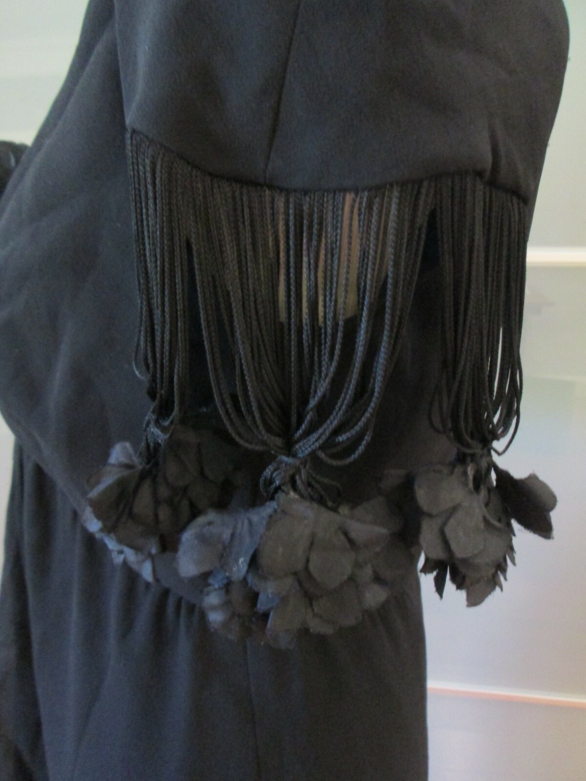 Stanley Platos ILGWU Chiffon Fringe & Floret Detail Dress Size 8