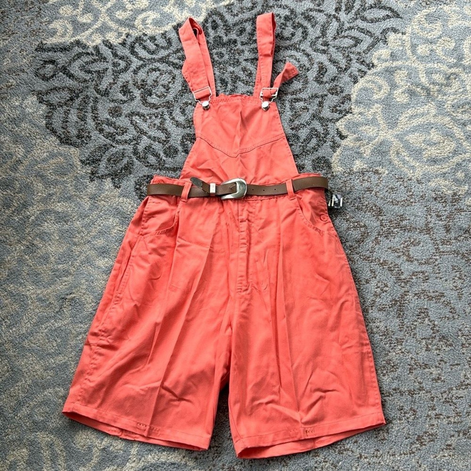 Vintage 10 Browning St Overall Shorts Orange 15/16