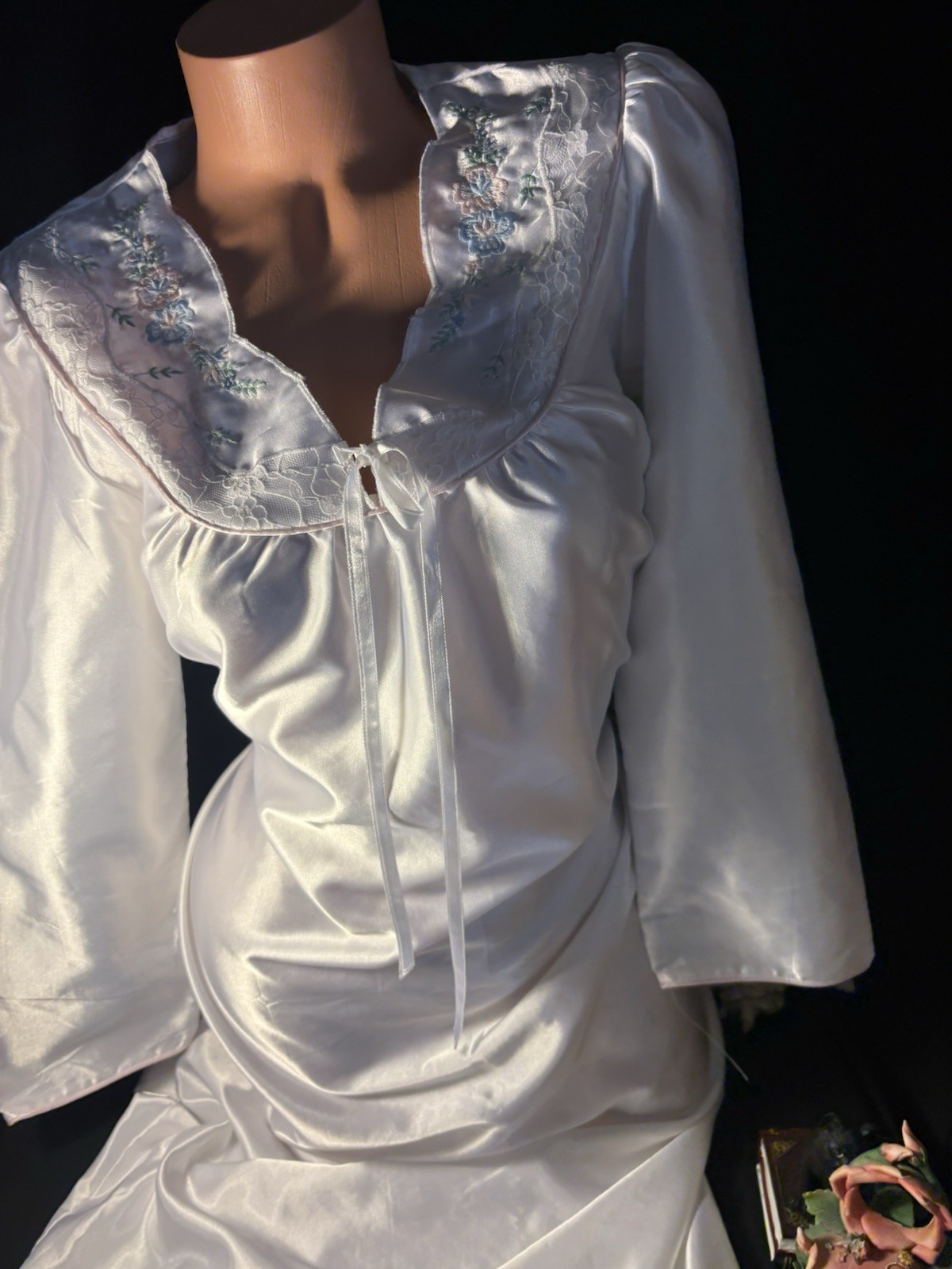 Vtg Satin Shiny White Gown Long Nightgown Vtg Sexy Anastasia Nightgown Long Gown