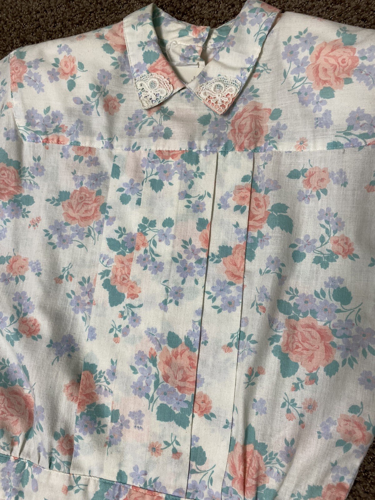 You Too Babes Dress Vintage 1980’s Size 3 Tiered Floral Pleats Shoulder Pads