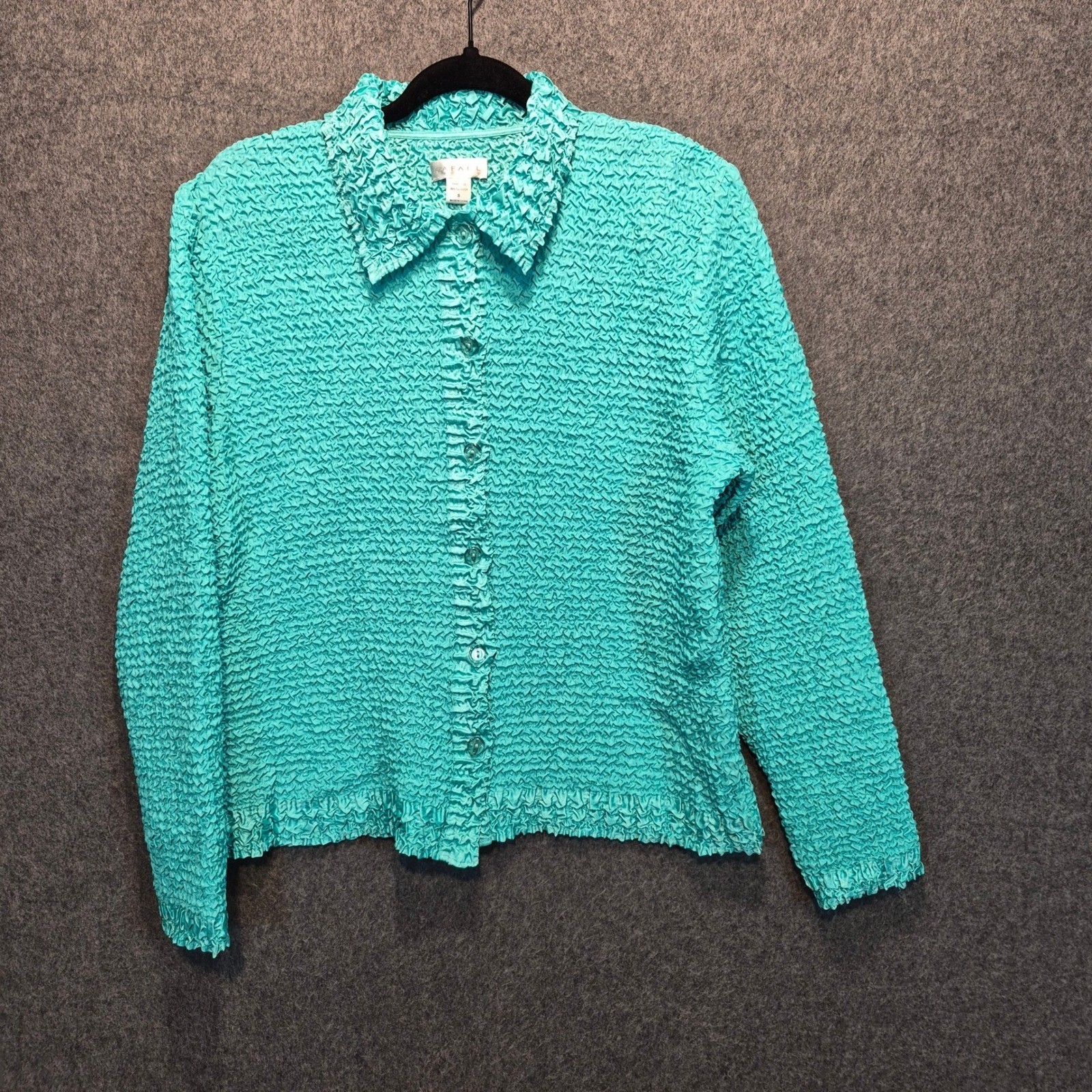 Rafael Vintage Popcorn Texture Button Front Blouse Sm Y2K Whimsigoth Fairycore