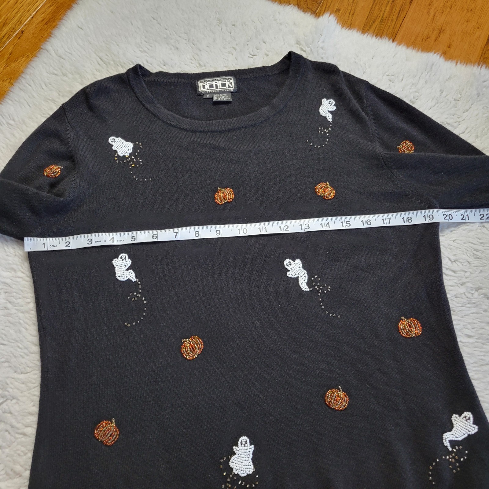 BEREK Takako Sakon Vintage Halloween Sweater Women’s Small Beaded Black