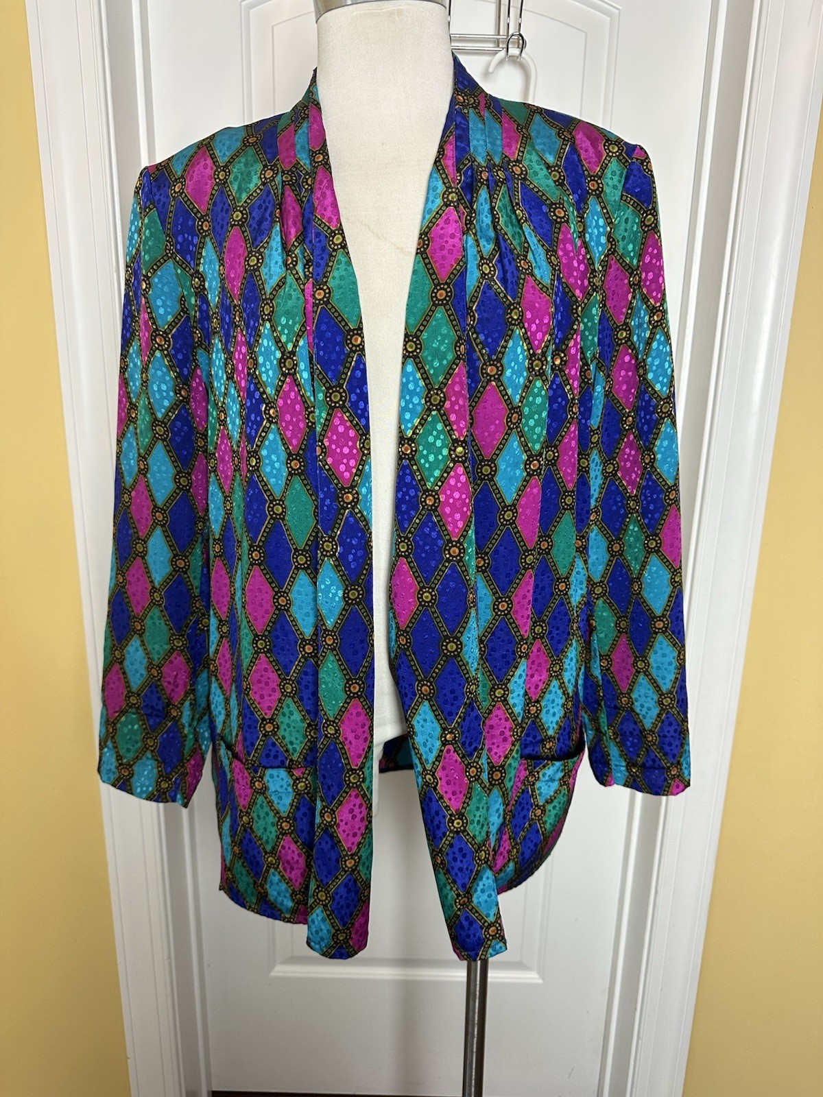 Vintage 1980s boxy fit bejeweled tones Jacket women’s 18 Tan jay