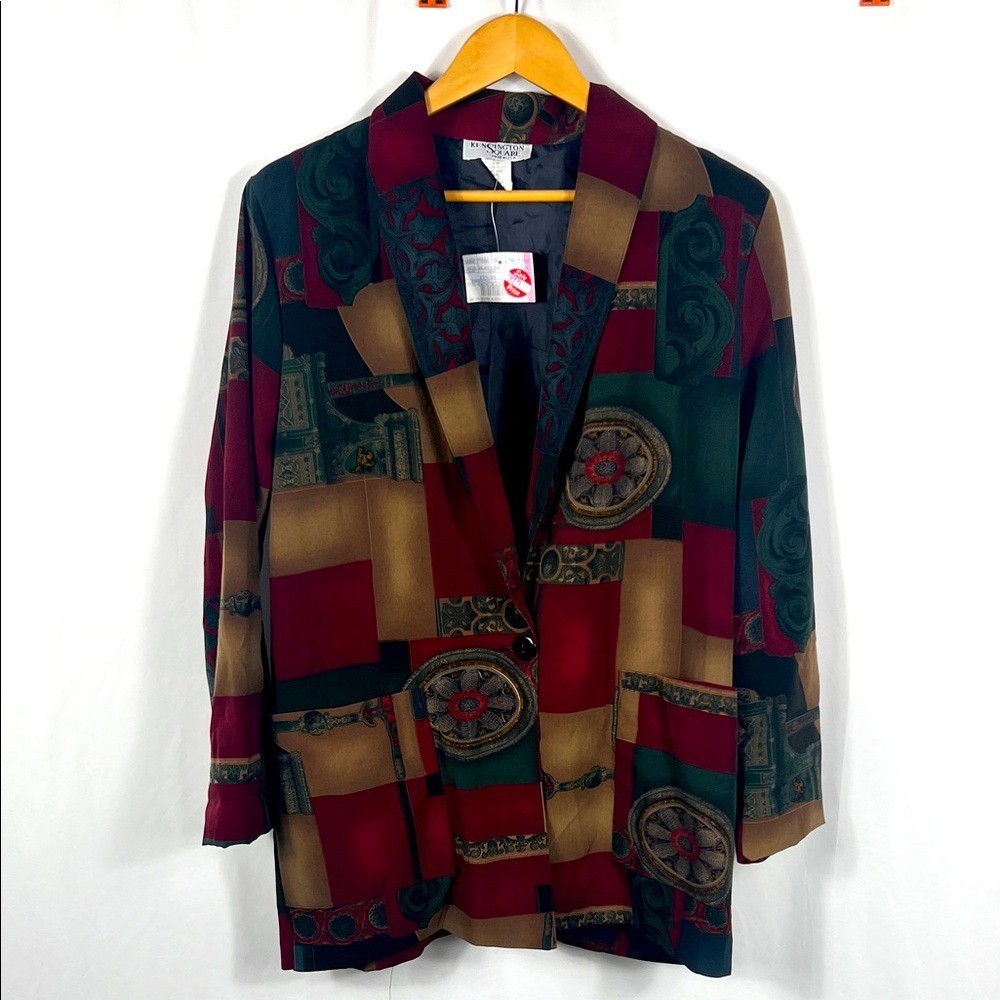 Vintage 90’s KENSINGTON SQUARE Women’s Multicolor Blazer Medium Short Sleeve Tag
