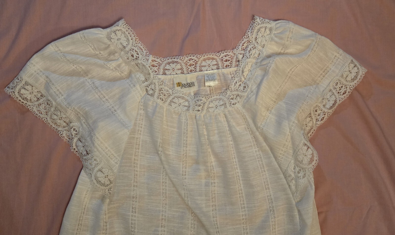 Vintage White Long Tunic Lounge Muumuu House Dress NWT Small Linen Look